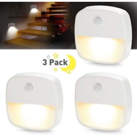 Bardusch-Veilleuse Murale LED Détecteur de Mouvement - Pack de 3 - Blanc - Style Scandinave Moderne (1/4)