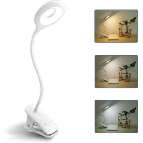 Bardusch-Lampe de Bureau LED sans Fil Rechargeable, 3 Couleur et 3 Intensité Réglables, Lampe de Chevet Tactile avec Pince pour Enfants (1/4)