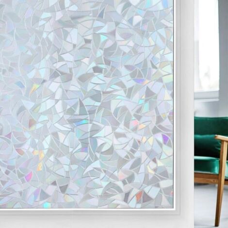 Bardusch-rabbitgoo Film pour Vitre Film Anti Regard Fenetre Adhesif Effet Miroir sans Tain Effet Arc-en-Ciel Anti UV Gris Argenté 90x200cm (1/4)