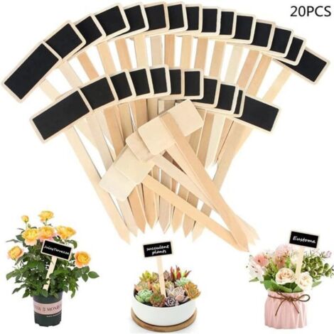 Bardusch-20 pcs Étiquettes pour Plantes Étiquettes Potager Etiquettes à Planter Mini Tableau en Bois Noir Jardin Étiquettes,Rectangle (1/4)