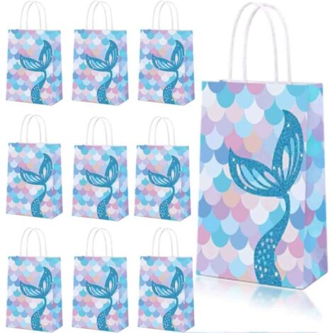 Bardusch-Lot de 10 sacs cadeaux sirène, thème piscine baby shower/fête anniversaire (1/4)
