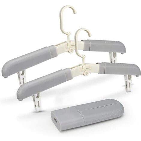 Bardusch Lot de cintres pliables avec pinces, cintres de voyage antidérapants pour vêtements et jupes, cintres pliables pour les déplacements, cintres portables, gris (1/5)