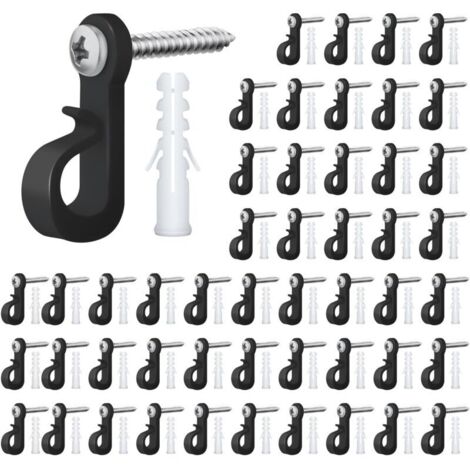 Bardusch 50pcs Crochet à Visser, Robustes Crochet de Lumière Crochets de Clôture pour Lampes Suspendues Crochets de Guirlande Lumineuse pour Jardin Extérieur (Noir) (1/5)