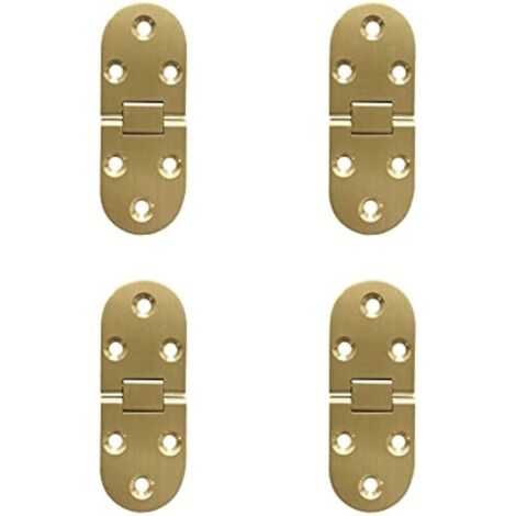 Bardusch 180 Degré Flip Charnières Rabattables en Laiton Bord Rond avec Vis Charnière pour Table Pliante Meubles Armoire Portes Boîte En Bois Anti Rouille Cuivre Polissage Lot de 4 (1/5)