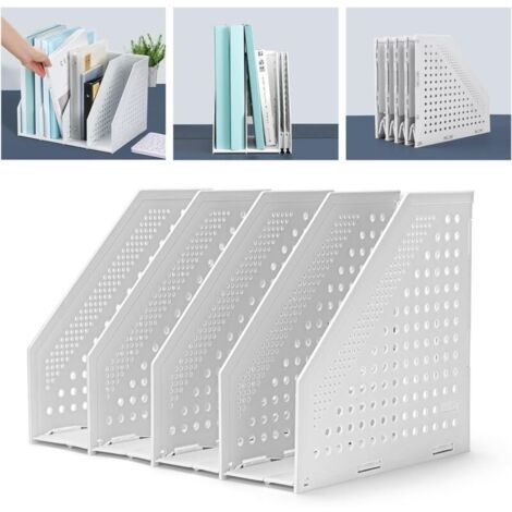 Bardusch Porte-revues pliable en plastique robuste pour le bureau et la maison - Classeur sur pied peu encombrant avec 4 compartiments au design élégant (1/5)