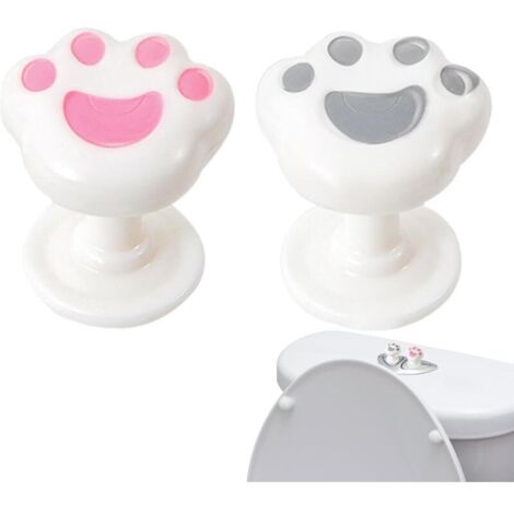 Bardusch Bouton de toilette mignon, bouton de toilette mignon, 2 pièces outil de presse en forme de patte de chaton, bouton de réservoir de toilette portable, chasse d'eau supérieure, aide à bouton-po (1/4)