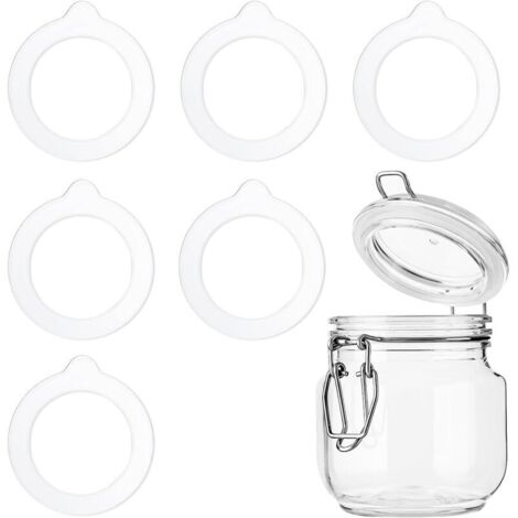 Bardusch Lot de 6 Joints de Rechange en Silicone, Joints en Caoutchouc étanches et réutilisables pour Couvercle de Bocal Mason bocaux en Verre à Large Ouverture (3,7 x 2,7 Pouces) (1/5)
