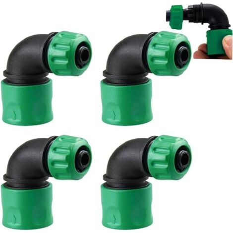 Bardusch Lot de 4 Adaptateurs Coudés à Raccord Rapide pour Tuyau d'arrosage 12-13 mm, Connecteurs Rapides Coudés 90 Degrés, Adaptateur de Tuyau d'arrosage, pour Irrigation, Lavage de Voiture (Vert) (1/5)