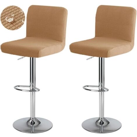 Bardusch Housse de Tabouret de Bar avec Dossier Imperméable Couverture de Chaise Haute de Bar Extensible Housse de Chaise de Salle à Manger Pivotante Lavable 2 Pièces kaki (1/5)