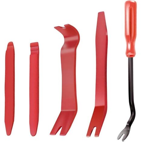 Bardusch 5 Pièces Outil de Démontage de Voiture, Kit D'outils de Démontage pour Réparation Automobile, Leviers en Plastique pour Le Retrait et la Réinstallation,Outils de Démontage,Rouge (1/5)