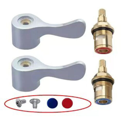 Bardusch – Lot de 4 têtes de robinet céramiques – Cartouche 1/2 G1/2 – 20 crans – Levier métallique pour robinets chauds et froids (1/5)