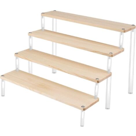 Bardusch Présentoir de Table 4 Étages Support Bois à Cupcake Stand de Parfum, Escalier Marches Acrylique Display Stand, Présentoir à Gâteaux Riser Décoratif pour l'Affichage (1/3)