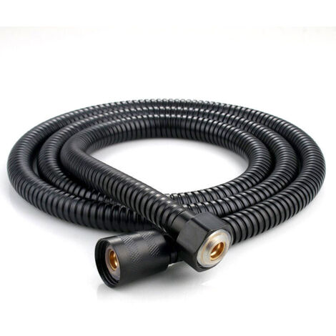 Bardusch Tuyau de douche flexible en acier inoxydable 1 pièce 1,5 m, raccords en laiton, tuyau de pommeau de douche anti-torsion, tuyau de douche flexible - noir (1/5)