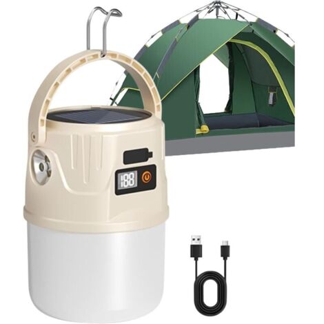 Bardusch Lampe De Camping, Lampes De Camping, Lanterne Solaire 2 Modes Étanche avec Crochet pour Équipement de Survie Utilisable en Tente Randonnée Pêche Maison Intérieur et Extérieur (1/5)