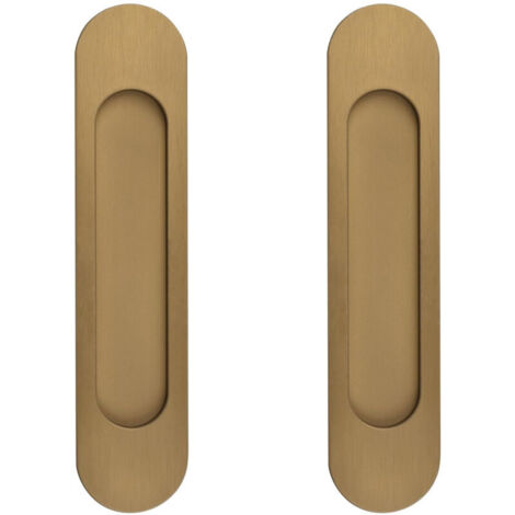 Bardusch 18CM Poignées de Porte Coulissante Ovales Autocollantes, 2 pièces Bronze Or Alliage D'Aluminium Affleurant Poignée Sans Poinçon pour Armoires de Fenêtres de Porte de Grange Coulissante (1/5)