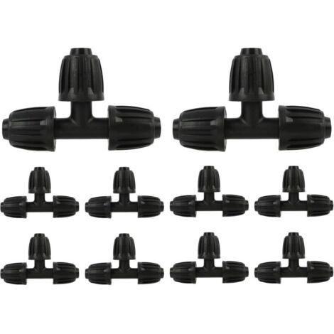 Bardusch 10 Pièces Connecteurs en T pour Système d'Irrigation Goutte à Goutte, Adaptateurs de Robinet en Plastique Durable 13mm 1/2", pour Jardinage, Agriculture et Serres (1/5)