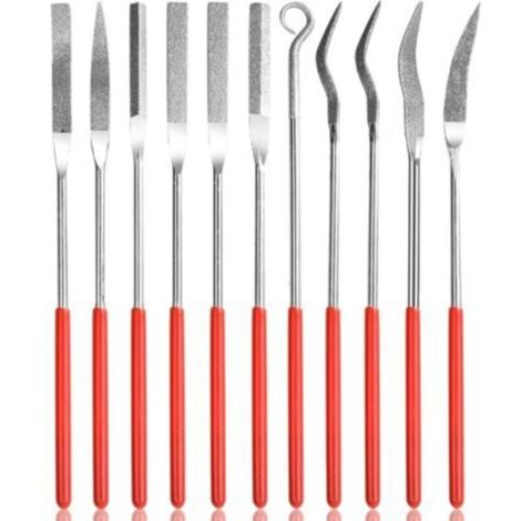 Bardusch – Lot de 10 limes diamantées 3 x 140 mm – Formes variées pour polissage précis – Poignée antidérapante – Sac de rangement inclus (1/5)