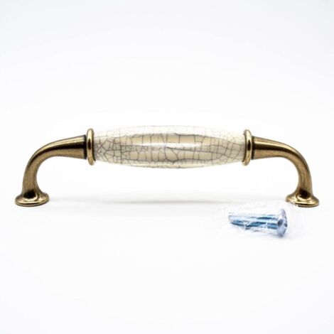 Bardusch Poignee de Meuble Vintage 4 Poignée Meuble Vintage Laiton Vieilli 144 35mm Zinc-Aluminium et Porcelaine Poignée pour Poignee de Meuble Cuisine, Poignée de Porte, Tiroir (1/5)