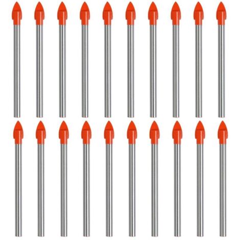 Bardusch Foret Carrelage 6mm Foret à Percer Le Verre 20Pcs Foret Verre Revêtement en Titane, Meche Carrelage 6 mm Foret Carbure de Tungstene Carrelage pour Forage Carrelage, Verre, Ceramique et Bois (1/4)
