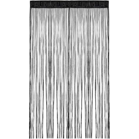 Bardusch Rideau Fil Porte 100x200 cm Rideaux de Porte Anti Mouches, Rideau Décoratif Séparateur de Pièce, Rideaux de Franges Noir pour Balcon, Chambre, Mariage, Café, Restaurant