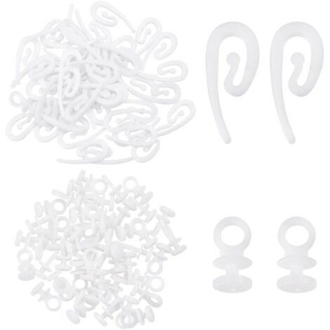 Bardusch 100 ensembles Crochets De Rideau en Plastique Blanc - Glisseur pour Piste, Rail et Draperie - Rouleaux pour En-tête Bande - pour Fenêtre, Porte et Douche (1/5)