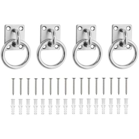 Bardusch 4 Pièces Plaques Œil Acier Inoxydable Fixation Plafond Acier Inox 304, Carré Anneaux de Fixation Cheval, avec 16 Vis et Tube D'expansion, pour vcuries, Navires, Machines (1/5)