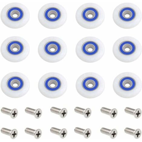 Bardusch 12 pcs Roulette Porte Douche Roulettes pour Porte de Douche Roulette Porte Douche Roues Roulettes de Rechange Roulette Porte Roulette de Douche pour Porte de Douche avec Des Vis,27 mm de diam (1/4)