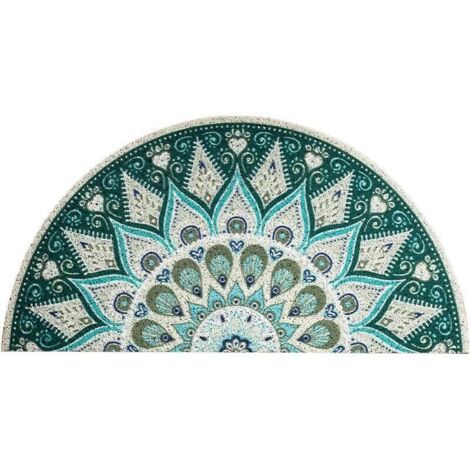 Bardusch Tapis de Porte Demi-Rond Tapis de Protection avec PVC Microfibre de Chenille 40x80cm pour extérieur, à Profil Bas et Facile à Nettoyer, Vert (1/5)