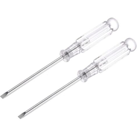 Bardusch Mini tournevis à fente, tête plate de 3,0 mm avec poignée transparente pour petits appareils, 2 pièces (1/4)