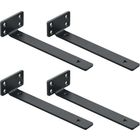 Bardusch 4 Pièces Supports d' Étagère Flottants Mural,Equerre Etagere Murale Facile à installer/Pratique, 20 x 4 x 6.5 CM, Noir (1/5)