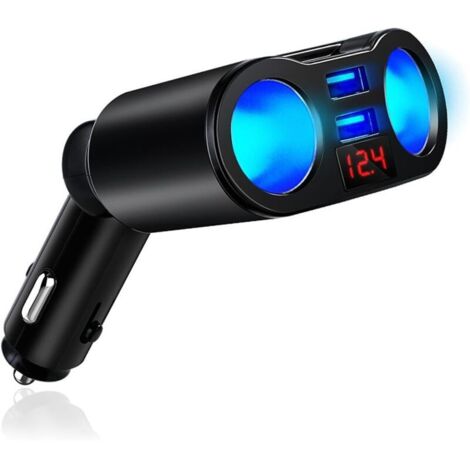 Bardusch Répartiteur Chargeur Voiture avec 2 Prises Allume-Cigare, Répartiteur Allume-Cigare, Chargeur de Voiture Allume-Cigare, Charge Rapide 12V/24V, Voltmètre Intégré, Adaptateur pour Téléphone, Ta (1/5)