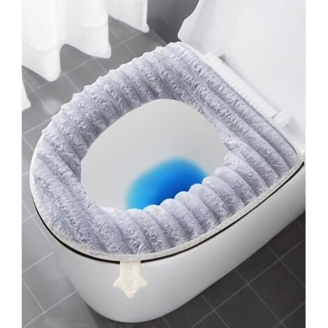 Bardusch Lot de 2 housses de siège de toilette plus épaisses et douces pour salle de bain, lavables et chaudes, avec fermeture éclair et poignée, compatibles avec la plupart des tailles de couvercles (1/5)