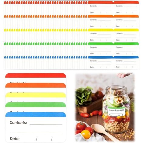Bardusch Lot de 360 Étiquettes Congélation Colorées, Étiquettes Autocollantes Sans Résidu pour Bocaux et Aliments, Organisation Cuisine et Réfrigérateur (6 x 3 cm) (1/5)