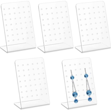 Bardusch 5 Pcs Presentoir Bijoux, Présentoir à Bijoux, Présentoirs à Boucles d'oreilles en Acrylique 72 Trous en Forme de L, Support Porte Bijoux Femme, Rangement Support Porte Boucle d'oreille(Transp (1/5)