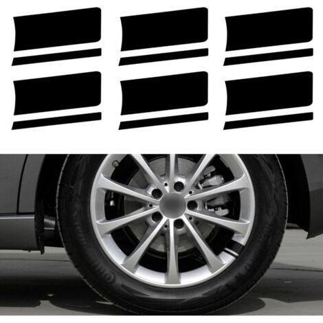 Bardusch Lot de 6 bandes adhésives réfléchissantes en vinyle pour jante de voiture - Accessoires universels pour pare-chocs et garde-boue (noir) (1/5)