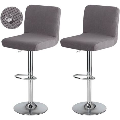 Bardusch Housse de Tabouret de Bar avec Dossier Imperméable Couverture de Chaise Haute de Bar Extensible Housse de Chaise de Salle à Manger Pivotante Lavable 2 Pièces Gris foncé (1/5)