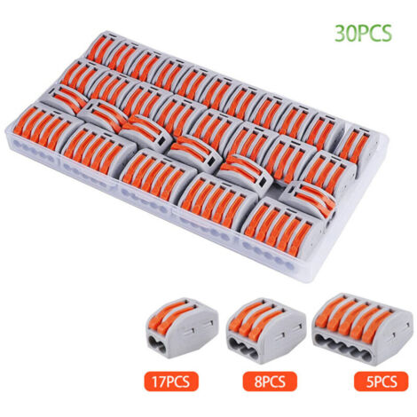 Bardusch – Lot de 30 bornes de connexion rapides avec levier – Cosses de câble compactes pour fils de 0,2 à 4 mm² – Connexion sécurisée et rapide (1/5)