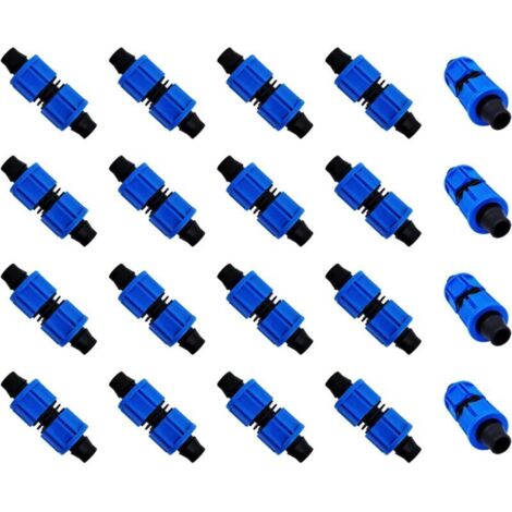 Bardusch 20 connecteurs pour irrigation goutte à goutte, outil d'irrigation agricole, connecteur bleu, connecteur universel, kit de connecteurs pour tuyau d'irrigation goutte à goutte (16 mm) (1/5)