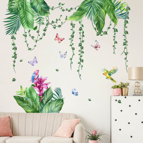 Bardusch tickers Muraux Feuilles Tropicales Vertes Autocollant Mural Verte Pendaison Vigne Décoration Murale Chambre Salon Bureau (1/4)
