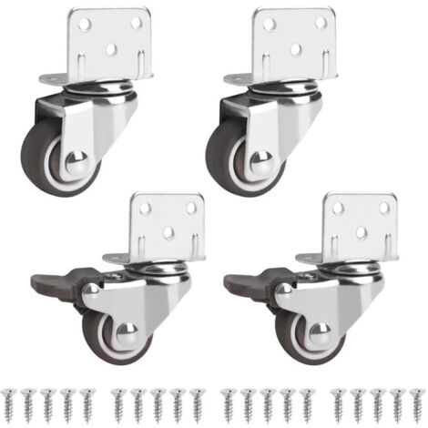 Bardusch Set de 4 Roulettes Pivotantes Pour Meubles dont 2 avec Frein 25mm Petites Roulettes de Meubles - Rotation à 360 Degrés, Capacité de Charge 44kg, Petites Roulettes Pivotantes pour Meubles, Ber (1/5)