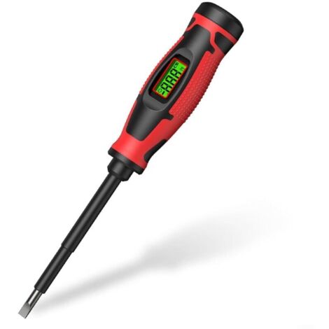 Bardusch Testeur de tension numérique avec double mode de détection AC 6-390 V, sans contact, écran LCD rétroéclairé, embouts à tête plate pour inspection et réparation électriques (1 caractère) (1/5)