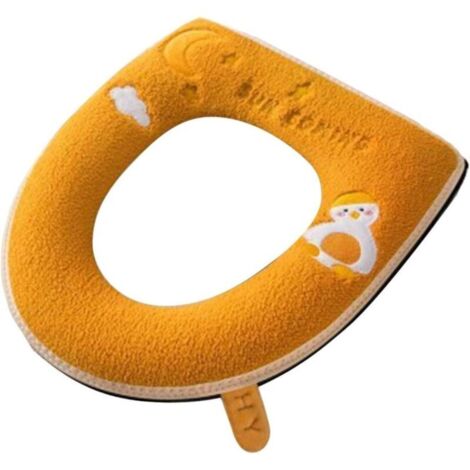 Bardusch Housse de siège de toilette extra-épaisse et douce, adaptée à toutes les formes de siège de toilette ovales (jaune). (1/5)