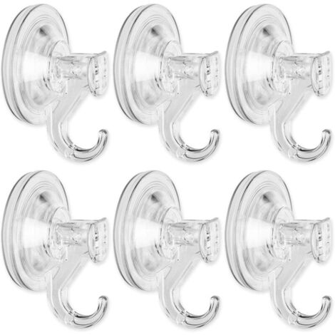 Bardusch Crochet Ventouse, Lot de 6 fixation ventouse pour fenêtre, cuisine et salle de bains, sans perçage, capacité de charge 4KG, transparent (1/5)