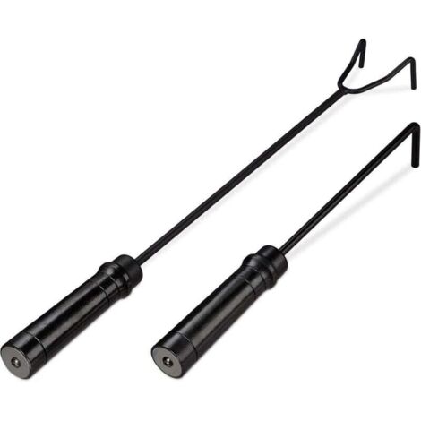 Bardusch-Lot de 2 crochets de cheminée, four, feu de cheminée, brasero, acier, grattoir, répulsif à cendres noir (1/4)