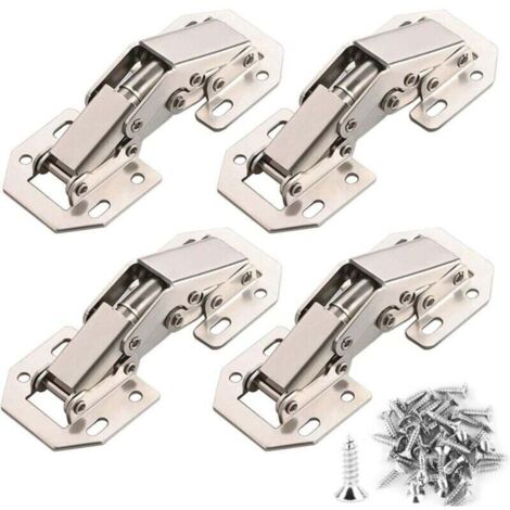 Bardusch-8PCS Charnière Porte Placard 90 Degrés avec Vis Amortisseur Piston Compression Support Relevable Accessoire Meubles Coin 77mm x 32mm (1/4)