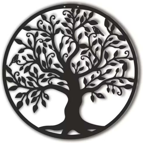 Bardusch-Art mural en métal, arbre de vie, logo de famille d'arbre en métal, décoration murale, décoration d'intérieur (35 x 35 cm) (1/4)