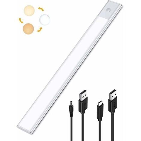 Bardusch-Lampe Placard LED Detecteur de Mouvement, Reglette LED Cuisine Sous Meuble 2 en 1 Rechargeable USB et Alimentée en 5V DC, 40cm Bande Lumineuse Capteur de Mouvement Adhésives, Barre LED Sans F (1/4)
