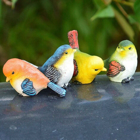 Bardusch-Décoration d'oiseau, Oiseaux décoratifs, Oiseaux, Oiseaux pour décoration de jardin, Oiseaux, Décoration de figure animale, Pelouse, Jardin, Cour, Ornements (4 pièces) (1/4)