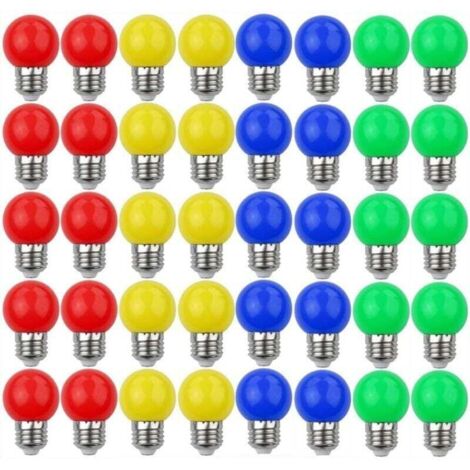 Bardusch-Ampoules LED Colorées E27 3W=30W Lumière Décorative et Design 240 Lumens AC220V-240V Lampe de Décoration Couleurs Mélangées Rouge Jaune Bleu Vert - Paquet de 40 [Classe énergétique A+] (1/4)