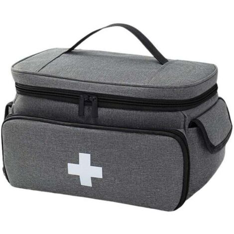 Bardusch-Trousse de Secours Vide Étanche, Trousse Pharmacie Voyage de Grande Capacité, Portable Sac de Médecine avce Sangle, Sac DUrgence Médical pour Activités de Plein Air,Maison,Voyages,gris (1/2)
